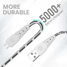Portronics Konnect Spydr Micro USB Cable with 3.0A Output, 2M Length (White) image 2