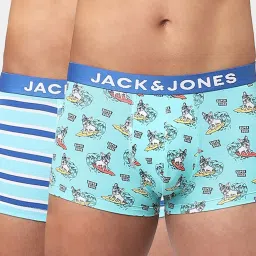 Jack & Jones Blue Atoll Printed Trunks-Pack of Two image 1