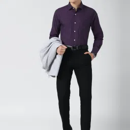 Peter England Purple Cotton Regular Fit Printed Shirt image 5