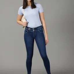 showoffff SHOWOFF Dark Navy Skinny Fit High Rise Jeans image 4
