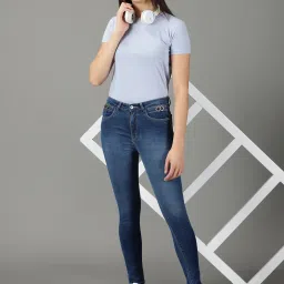 showoffff SHOWOFF Navy Slim Fit Mid Rise Jeans image 4