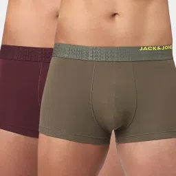 Jack & Jones Olive Night & Wine Regular fit Trunks-Pack of Two image 1
