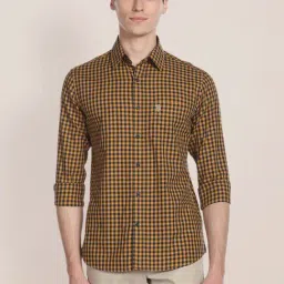 U.S. Polo Assn. Yellow Cotton Regular Fit Checks Shirt-image-28