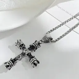 Peora Stainless Steel Christian Cross Stylish Design Pendant with Chain-image-73