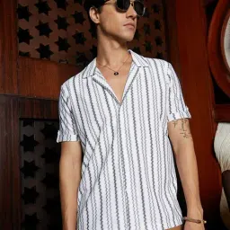 Campus Sutra White Regular Fit Striped Shirt-picture-35