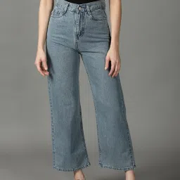 showoffff SHOWOFF Blue Regular Fit High Rise Jeans image 1