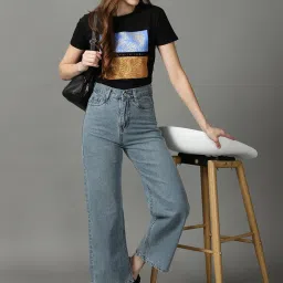 showoffff SHOWOFF Blue Regular Fit High Rise Jeans image 4