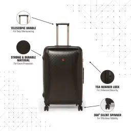 Swiss Brand Aubonne Black Large Hard Trolley Bag - 28 cm image 5