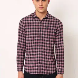 Lee Navy Cotton Slim Fit Checks Shirt-image-22