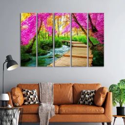 999Store Printed Pink MDF 5 Panels Wall Art-picture-45