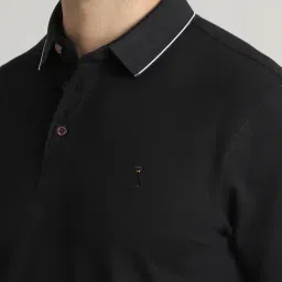 Simon Carter London Black Cotton Slim Fit Polo T-Shirt image 4