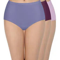 Every De by Amante Purple & Blue Cotton Hipster Panties - Pack Of 3-image-36