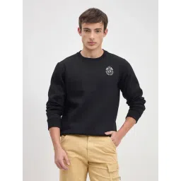 Iconic Men Black Crew Neck Regular Fit Fleece Sweatshirt-picture-20