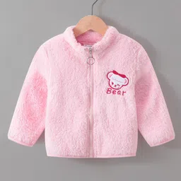 Kookie Kids Full Sleeves Jacket with Bear Patch - Pink-picture-16