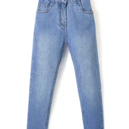 Babyhug Full Length Washed Denim Jeans With Stretch - Light Blue-picture-29