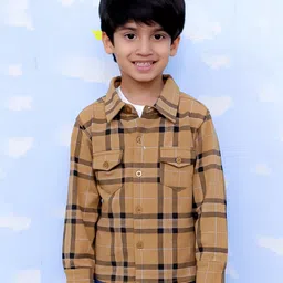 The Mom Store Cotton Full Sleeves Flannel Plaid Checked Shirt - Mustard-picture-18