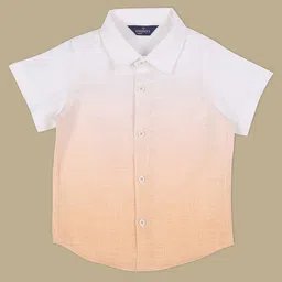 INFINITY Linen Cotton Half Sleeves Ombre Shirt - Peach-picture-21