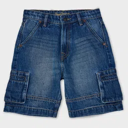 Pepe Jeans 100% Cotton Woven Knee Length Mid Rise Solid Color Shorts with Cargo Pocket - Blue-picture-21