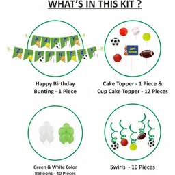 Untumble Ball Theme Decoration Swirls & Cup Cake Toppers Kit for House Birthday Parties Pack of 58 image 2