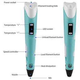 AKN TOYS 3D Pen-2 Professional 3D Printing Drawing Pen with 3 Color PLA Filament - Multicolour image 2