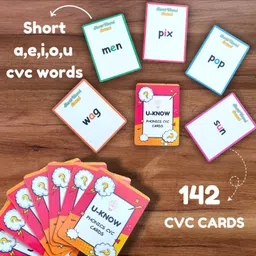 EDUSTAR U-Know Phonics CVC 160 Cards - Fun Interactive Phonics Card Game - Multicolor image 2
