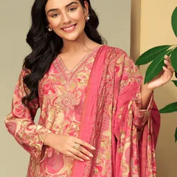 DRAVINAM Trends Embroidered Unstitched Dress Material image 2