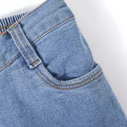 Babyhug Full Length Washed Denim Jeans With Stretch - Light Blue image 3