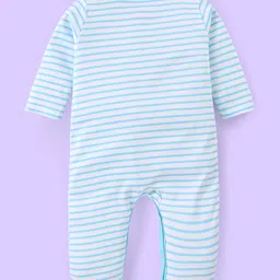 Babyhug Disney Cotton Knit Full Sleeves Striped Sleep Suits With Mickey Mouse 101 Dalmatians & Lion King Graphics Pack Of 3 - Blue Red & Sky Blue image 3