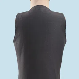 Rikidoos Full Sleeves Solid Shirt With Textured Waistcoat Pant & Bow - White & Dark Grey image 3