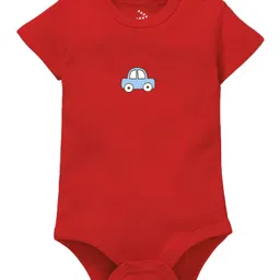 Zeezeezoo 100% Cotton Knit Pack Of 2 Half Sleeves Car Printed Onesies - Red & Blue image 4