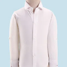 Rikidoos Full Sleeves Solid Shirt With Textured Waistcoat Pant & Bow - White & Dark Grey image 4