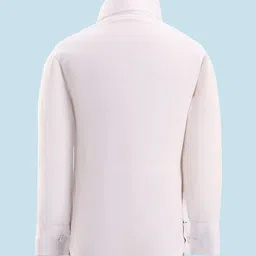 Rikidoos Full Sleeves Solid Shirt With Textured Waistcoat Pant & Bow - White & Dark Grey image 5