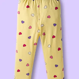 Babyhug Cotton Knit Full Sleeves Co-ords Night Suit With Heart Print - Yellow image 5