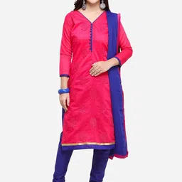 Moda Rapido Unstitched Embroidery Cotton Blend Dress Material-image-65