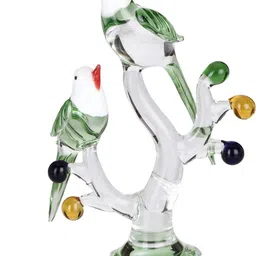 1ST TIME Green & Transparent 2 Pieces Birds Glass Idol Showpiece image 3