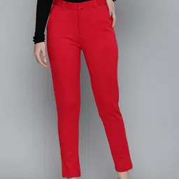 Tokyo Talkies Women Red Solid Slim Fit Trousers-picture-42