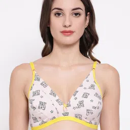 Clovia Pink & Black Printed Non-Wired Non Padded Everyday Bra BR1595O2232B image 1