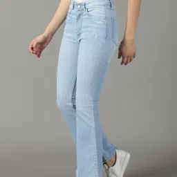showoffff SHOWOFF Light Blue Distressed Relaxed Fit High Rise Jeans image 3
