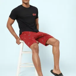 Ajile by Pantaloons Black Cotton Slim Fit Printed Lounge T-Shirt image 5