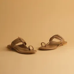 Eridani Women's Avni Beige Kolhapuri Sandals image 1