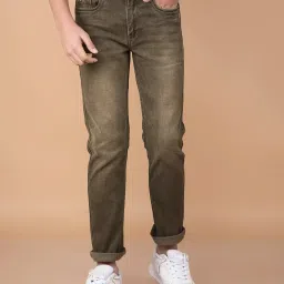 Crimsoune Club Boys Brown Cotton Blend Solid Jeans image 1