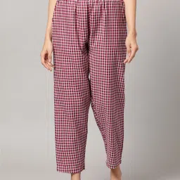 Kryptic Maroon Cotton Checks Pyjamas image 1