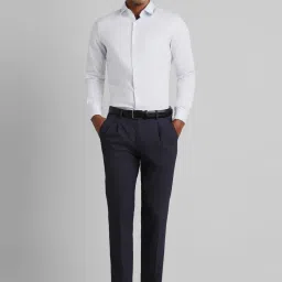 Peter England Elite White Cotton Slim Fit Self Pattern Shirt image 5