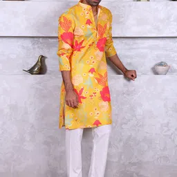 MANQ Floral Printed Mandarin Collar Kurta-picture-37