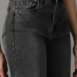 showoffff SHOWOFF Dark Grey Regular Fit High Rise Jeans image 5