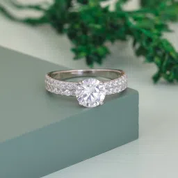 ornate jewels 92.5 Pure Sterling Silver AAA Grade American Diamonds Solitaire Ring for Women & Girls image 1