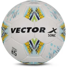 Vector X Sonic PU Hand Stitched Football For Professional Match Play (White & Yellow) Size - 5 image 1