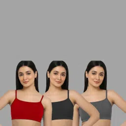 AROUSY Red & Black Cotton Beginner's Bras - Pack Of 3 image 1