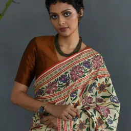 Suta Multicolored Cotton Floral Print Saree Without Blouse image 5
