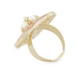 Zaveri Pearls Pink Meenakari Flower Shape Kundan Ring-ZPFK13147 image 5